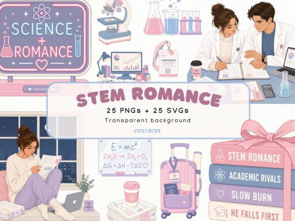 Download STEM Romance Cliparts, Book Lovers PNG - Romance Collection